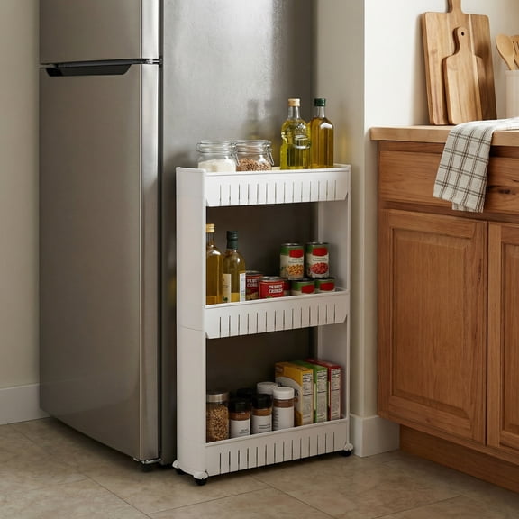 Lavish Home 3-Tier Rolling Cart for Kitchens and Laundry Rooms (White)