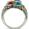 thumbnail image 3 of 14K/Silver Two-Tone Sterling Silver & 14K Five-Stone And Diamond Mother's Ring Semi-Mount (Size 7) Made In Thailand qmr20/5-7, 3 of 5