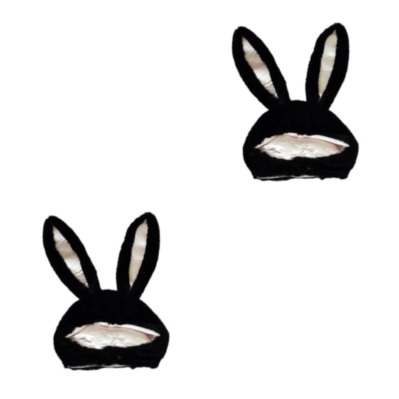 Advancent Adorable gorro con capucha con orejas de conejo de algodón para momentos de selfie llenos de diversión 65x02 pulgadas Negro 21.65x11.02 pulgadas 2Conjunto