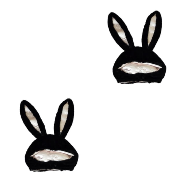 Advancent Adorable gorro con capucha con orejas de conejo de algodón para momentos de selfie llenos de diversión 65x02 pulgadas Negro 21.65x11.02 pulgadas 2Conjunto