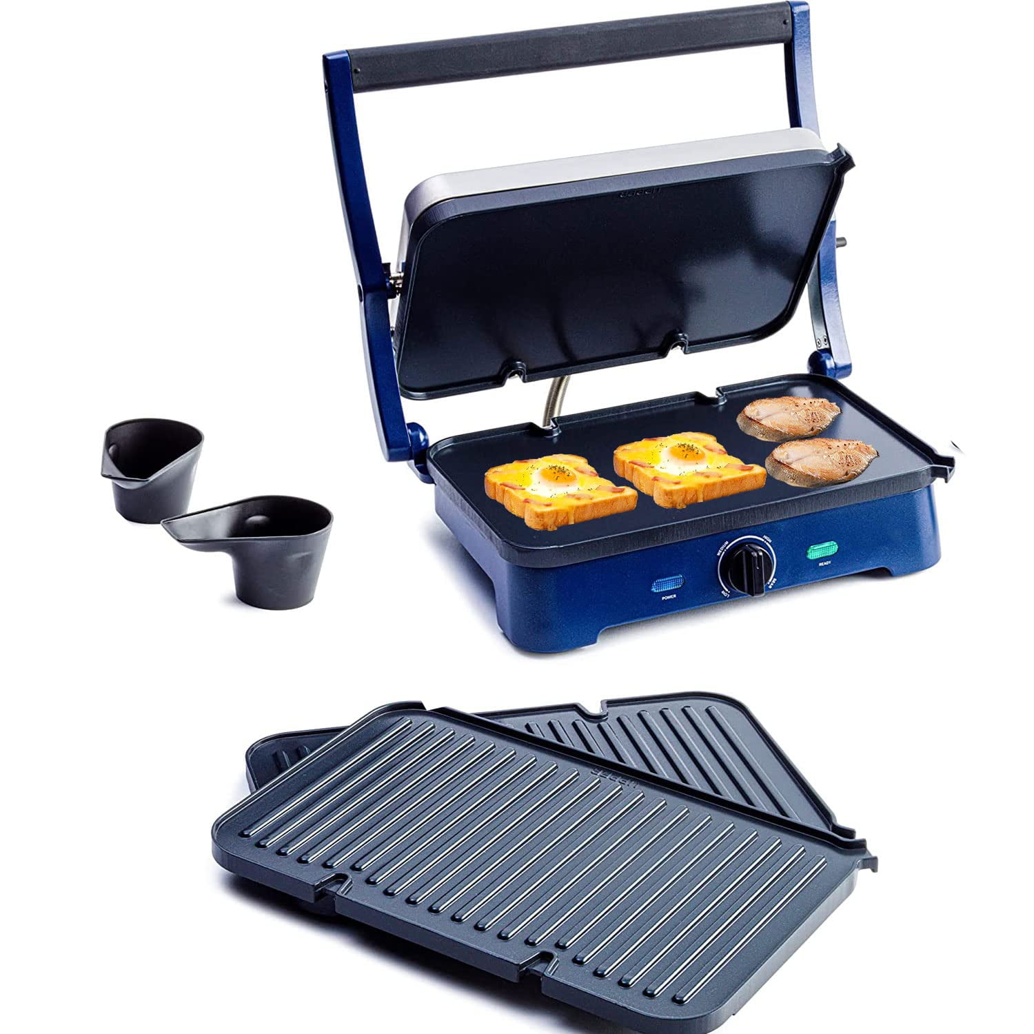Ceramic Electric Griddle Nonstick Contact Griddle with Waffle Plates