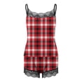 thumbnail image 5 of BONIXOOM Matching Christmas Pajamas For Couples Christmas Pajamas Women Loungewear Drawstring Sleeveless Plaid Sleepwear Sets Red L, 5 of 6