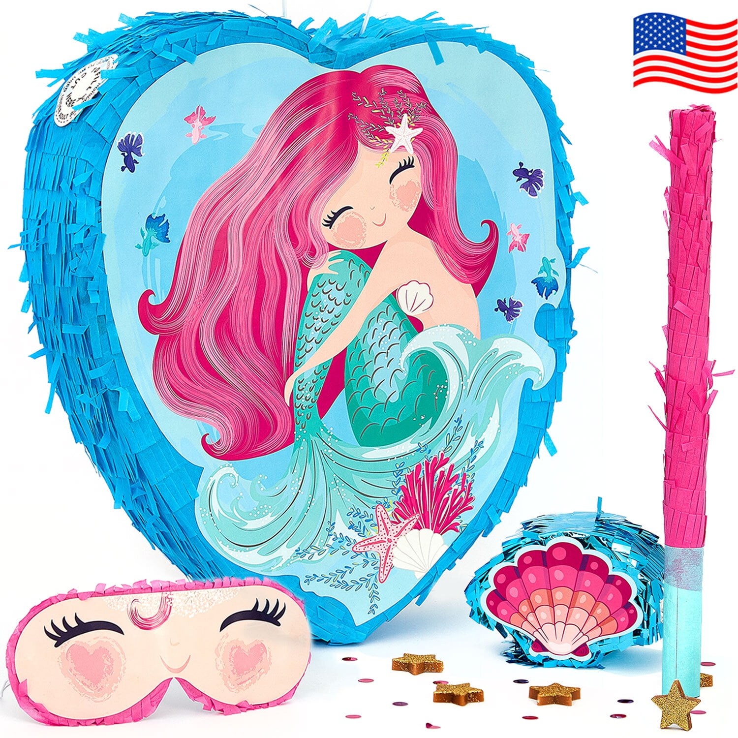 Mermaid Pinata Themed Birthday Supplies Set - Perfect Piñata Decorations, Treasure Hunt & More!
