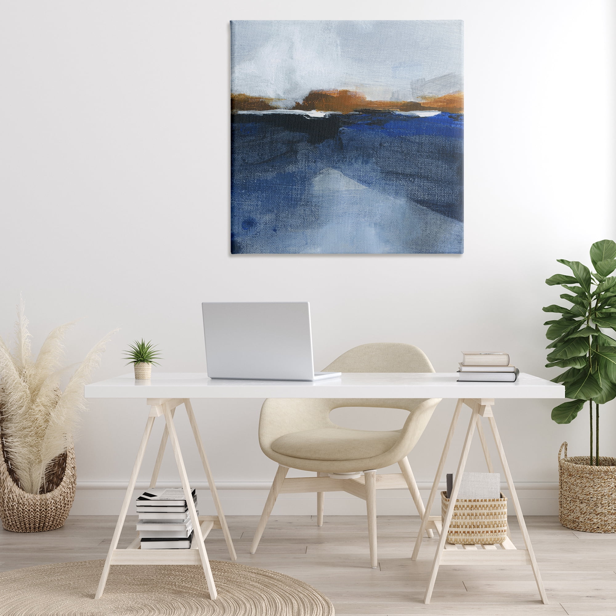 Stupell Industries Ocean Cliffs Impression Abstract Painting Gallery Wrapped Canvas Art Print Wall Art, 36 x 36