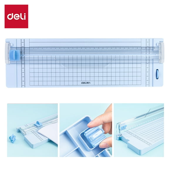 Deli A4 A5 Paper Cutter 12 in Straight Paper Trimmer with Side Rule, Blue