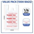 thumbnail image 6 of Bagtron Thank You T-Shirt Carry-Out Bags, 1/6 Barrel, 12.5 Microns White/Red, 12" x 7" x 22" Large, 1000 Count, 6 of 6