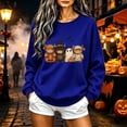 thumbnail image 2 of Staron Cute Halloween Sweaters for Women Round Neck Long Sleeve Loose Casual Oversized Fall Tops Blue XS, 2 of 4
