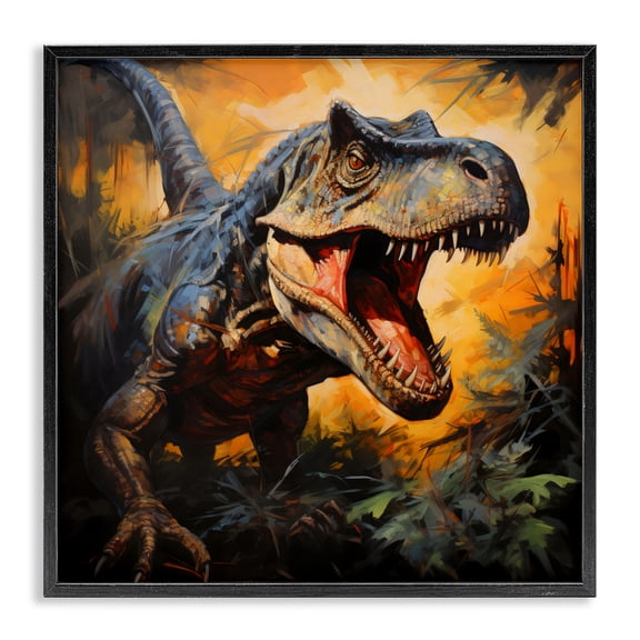 Stupell Industries Bohemian Angry Dinosaur Roaring Black Framed Giclee Art, 12 x 12, by Creative Studio
