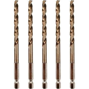 Hymnorq 1/4" Cobalt Steel Hex Shank Twist Drill Bits for Metal, Pack of 5PCS