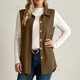 thumbnail image 3 of Rrxhxhs Vest for Women Fashion Solid Color Corduroy Lapel Collar Button Front Loose Casual Sleeveless Jacket,Brown,L, 3 of 9