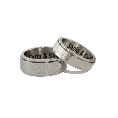 Personalized Stainless Steel Couples Lords Prayer Ring for Her