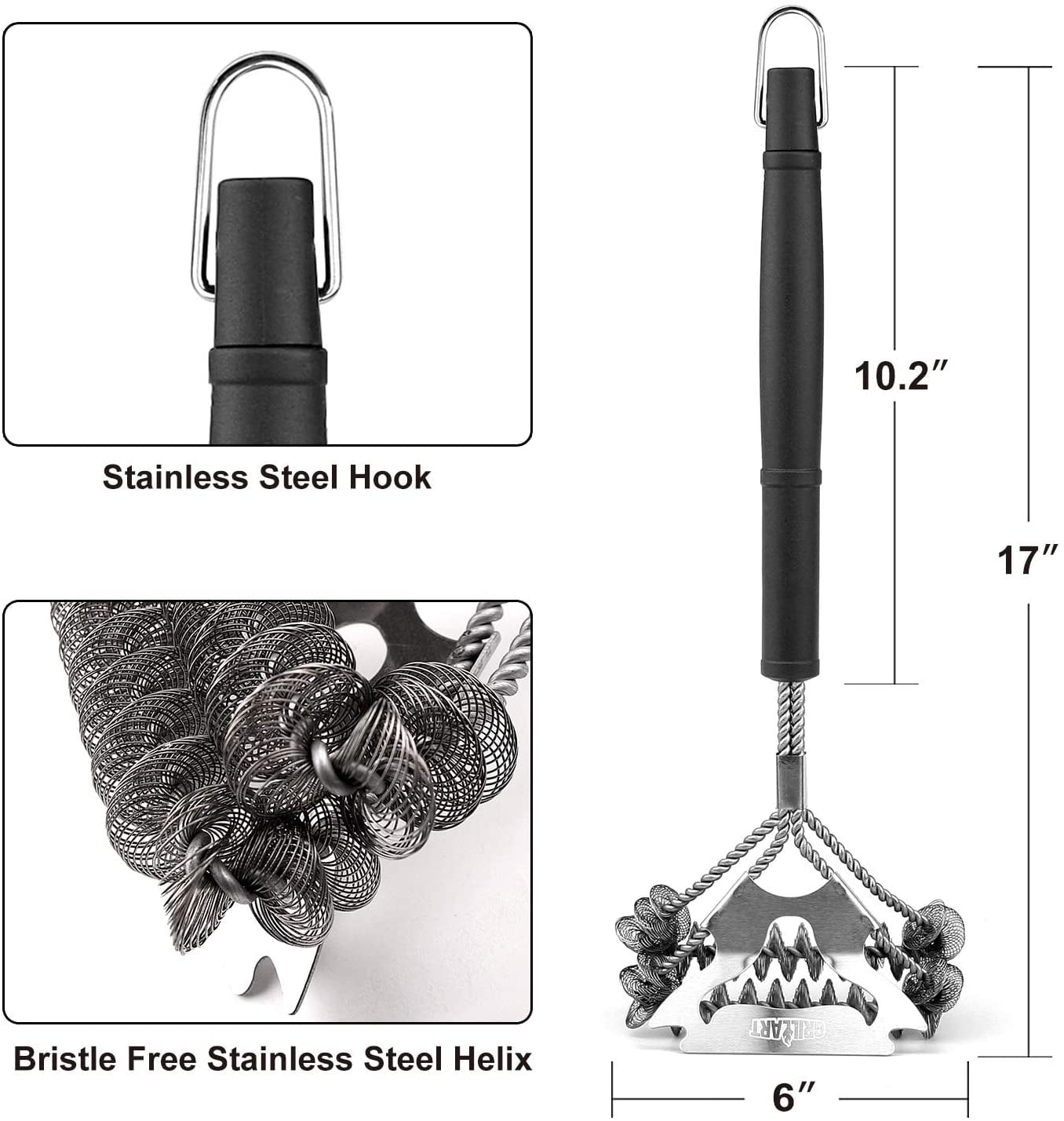 GRILLART Grill 100% Bristle Free Stainless Steel Cleaning Brush