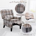 thumbnail image 4 of Home Push Back Recliner Chair with Adjustable Backrest and Footrest, Armchair Wingback Chair with Side Pocket, Upholstered Leisure Chair Single Sofa Accent Chair for Living Room Bedroom, Beige Check, 4 of 9