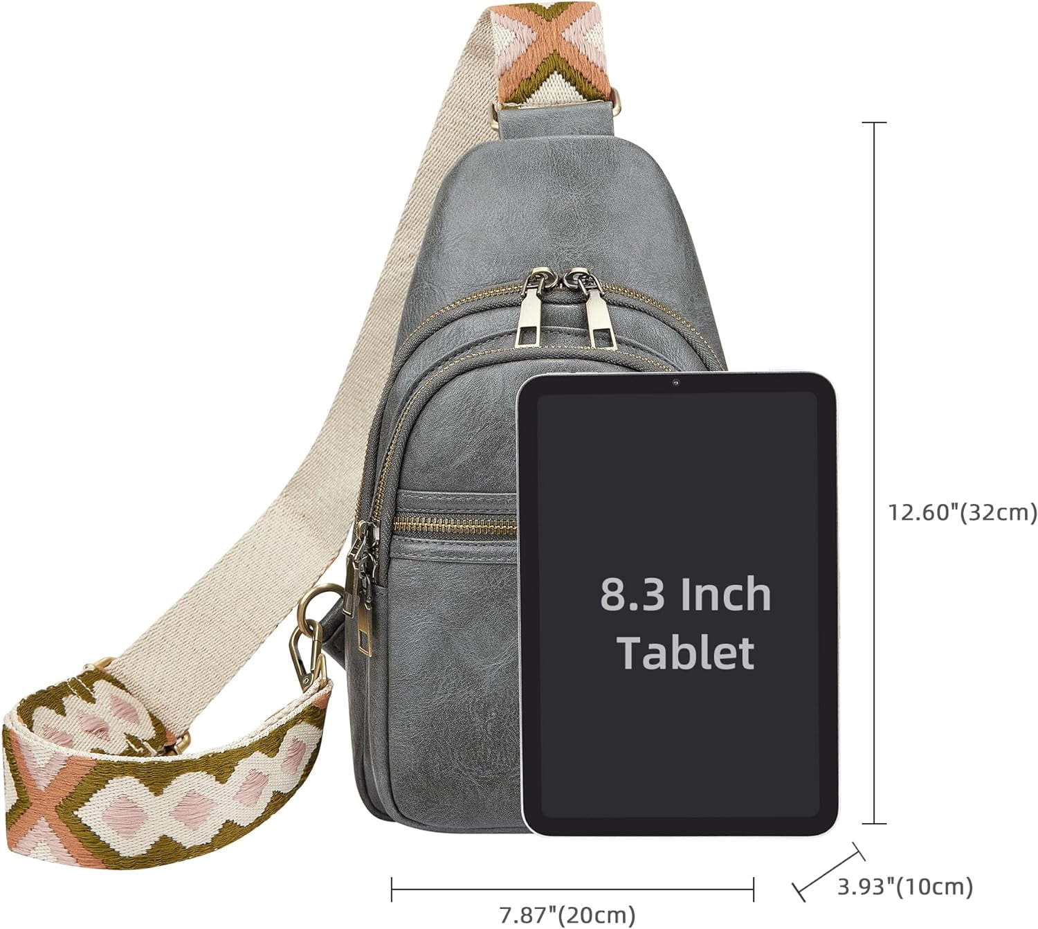 Women's Vegan Leather Sling Bag Packs Small Zipper Crossbody Chest Backpacks