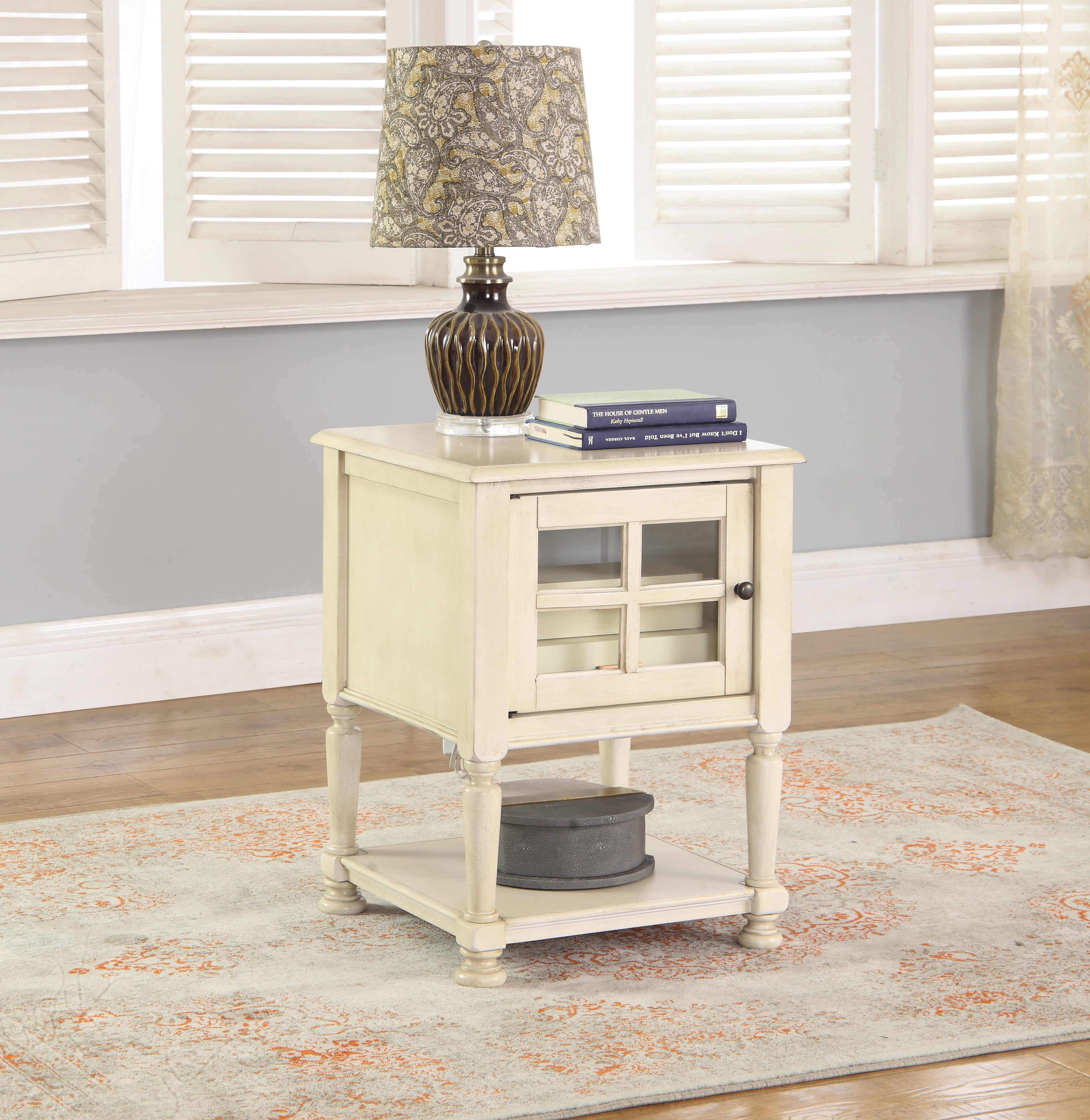 Best Master Furniture Yellowstone Beige Cottage Square Side End Table