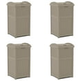 thumbnail image 1 of Suncast Wicker Plastic Hideaway Trash Can w/Lid, Dark Taupe (4 Pack), 1 of 6