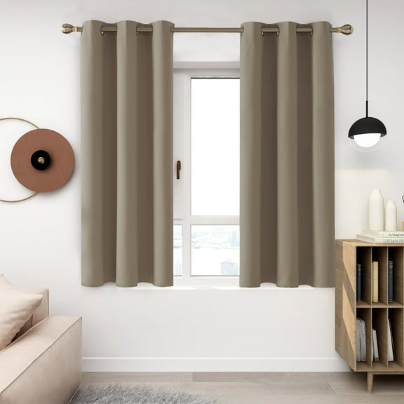 Deconovo Blackout Curtains for Bedroom 42x63 inch - Grommet Thermal Insulated Curtains for Living Room (Khaki, 2 Panels)