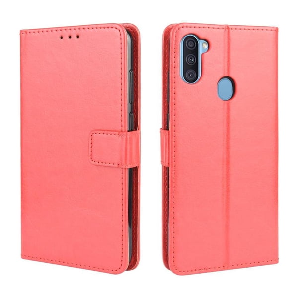 Funda tipo libro para Samsung Galaxy A11, cartera todo‑en‑uno, funda multifuncional con tarjetero y correa de muñeca desmontable