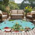 thumbnail image 4 of Round Rugs 5 Ft, Teal Christmas Non Slip Area Rugs for Kitchen Bedroom Entryway, Gnomes Xmas Tree Snowflake Winter Gifts Washable Carpet Runner Rug Floor Mats for Bedroom Home Decor, 4 of 9