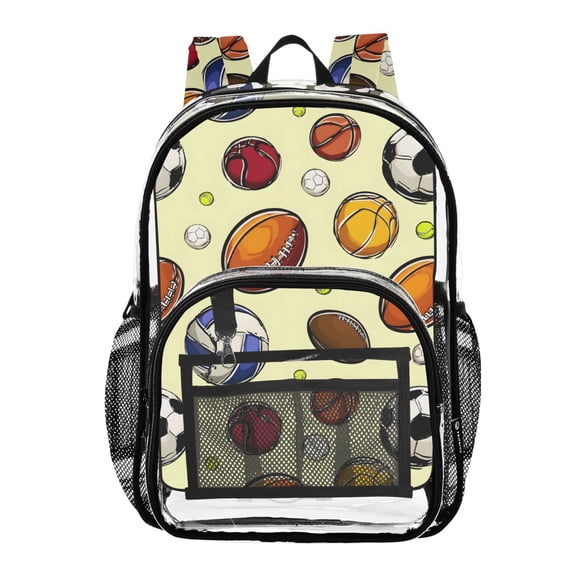 ALAZA Clear Backpack Rugby Baseballs Football PVC Transparent BookBag