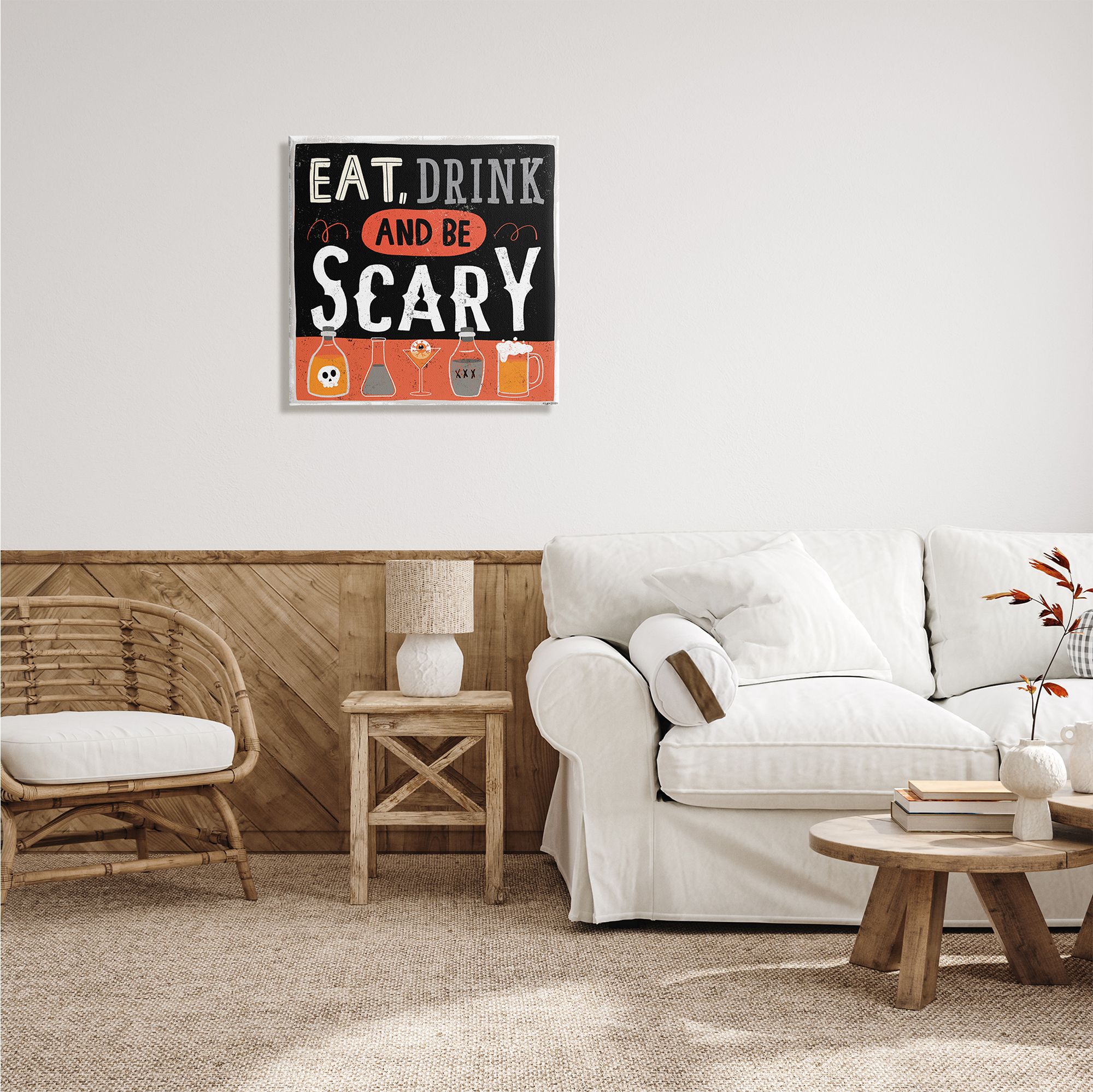 Stupell Industries Eat Drink Be Scary Spooky Phrase Halloween Cocktails, 24 x 24, Design by Kyra Brown