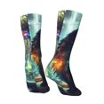 thumbnail image 3 of Goofa Cosmic Cat In Window Printed Men's Crew Socks, Soft Durable Breathable Moisture-Wicking with Odor Control Cotton socks, 3 of 9