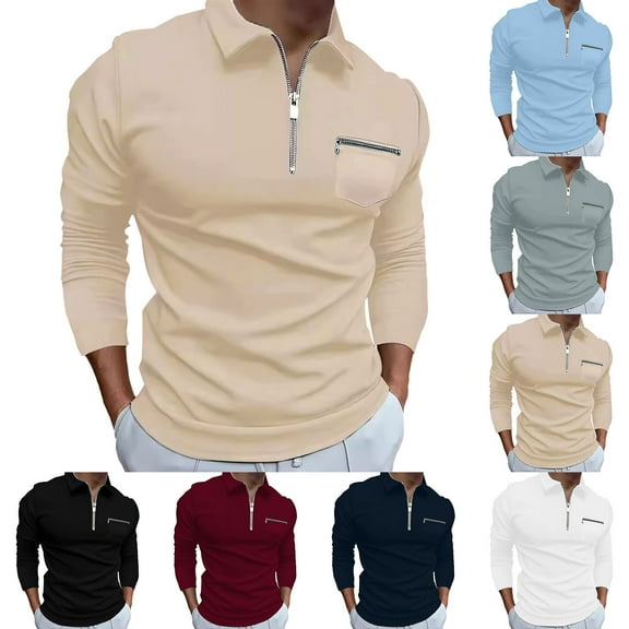 Miluxas Men's Quarter Zip Sweatshirt Slim Fit Casual Pullover Sweatshirt Mock Neck Polo Shirt White 10(XL)