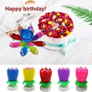LNKOO 2Pcs/Set Fashion Amazing Romantic Musical Lotus Rotating Happy Birthday wedding Candle Magical Sparklers for Party Gift,-DIY Cake Decoration Candles For Birthday Gift(Random Color)