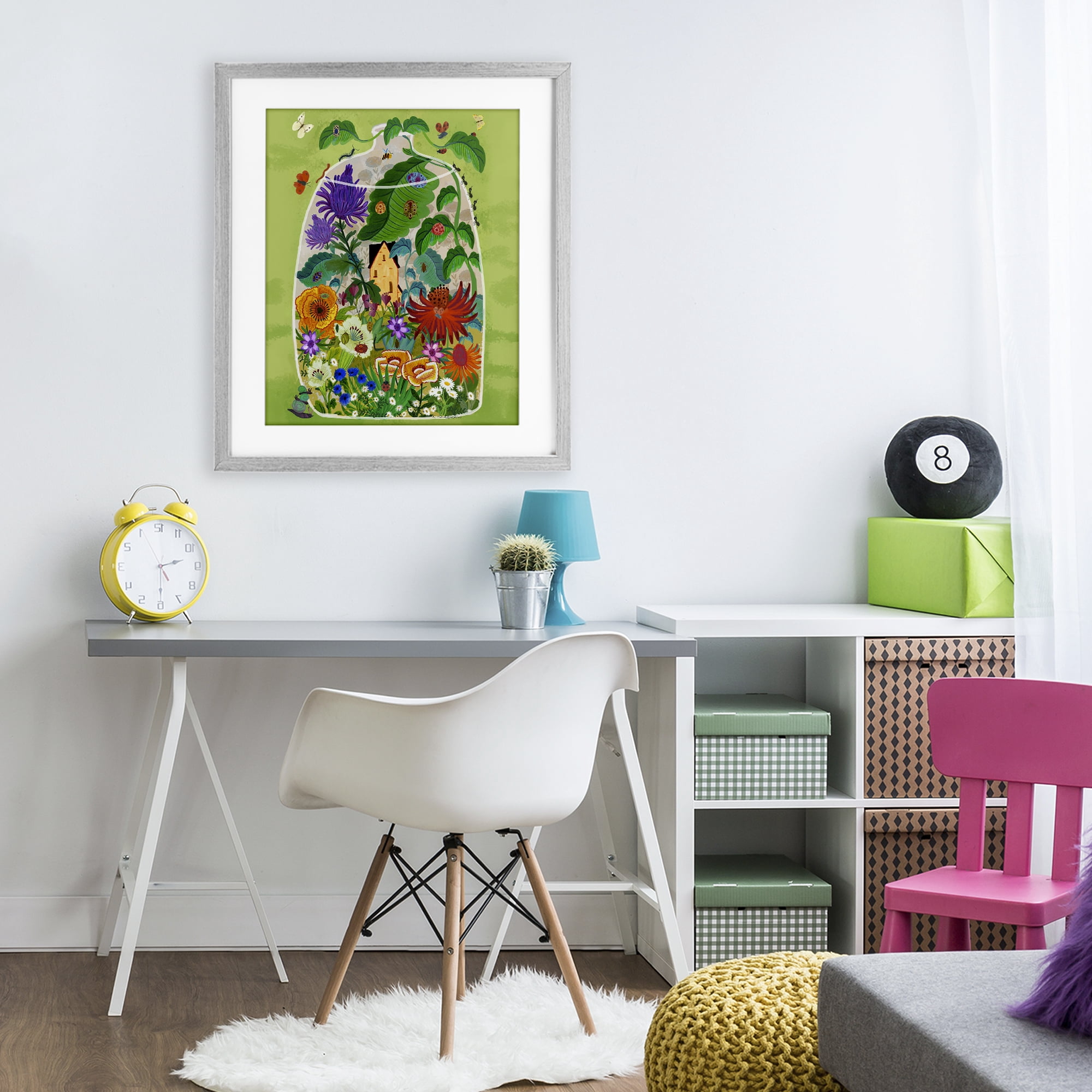 Stupell Industries Terrarium Bug Garden Gray Framed Print Under Glass, design by Kay Widdowson