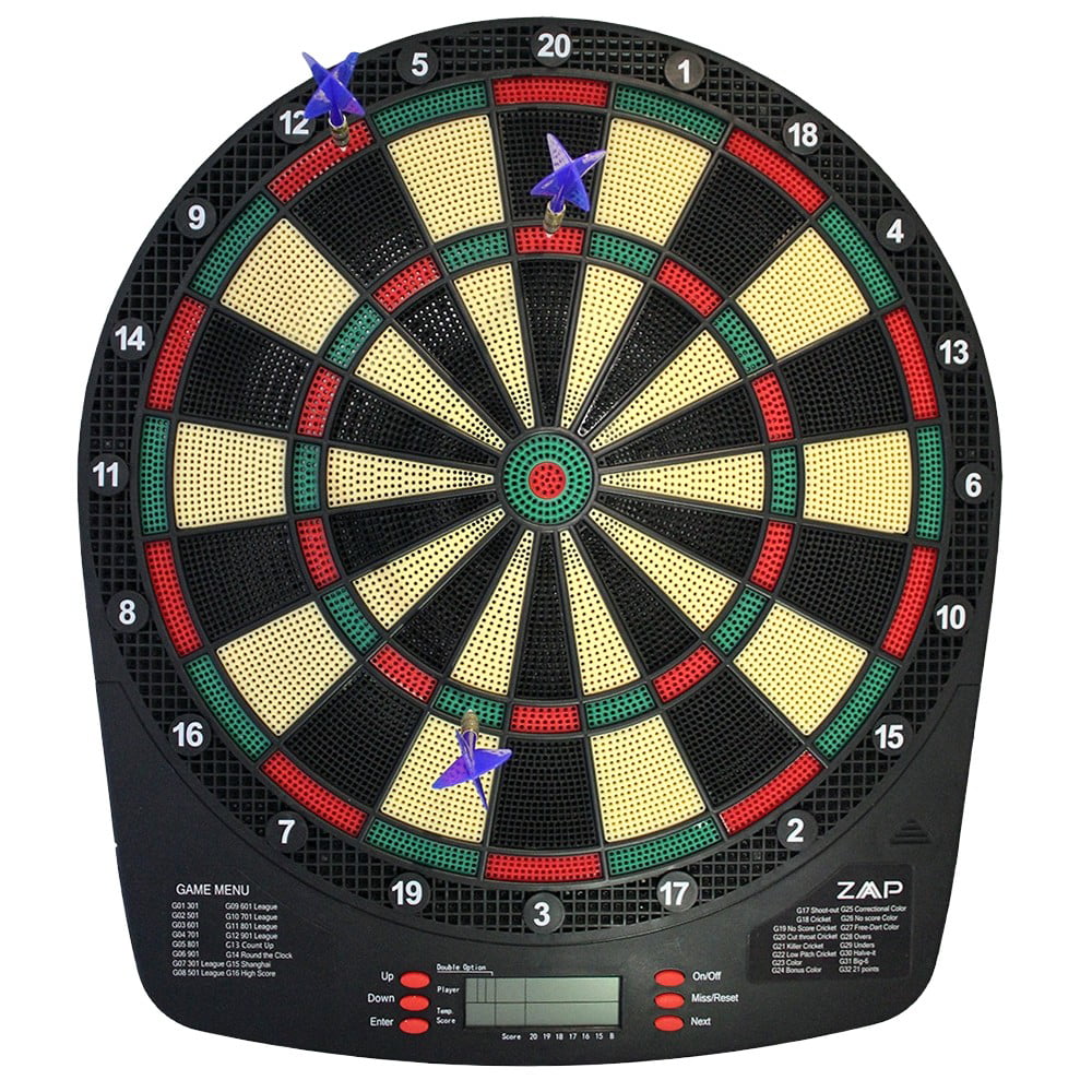 ZAAP Battery Powered Electronic Soft Tip Dartboard with 32 Game and 6 Darts