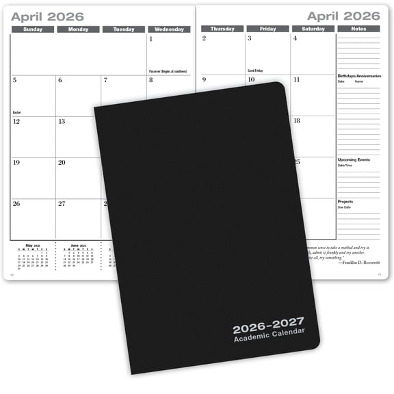 Elan Publishing Company 15 Month Academic Calendar AY 2026-2027 (Black)