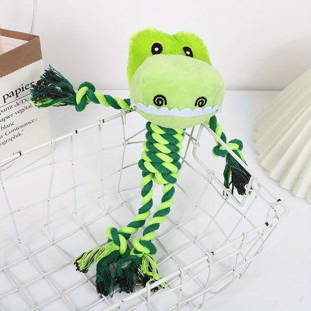 Plush Dog Chew Toy, Durable Squeaky Dog Toys Cute Rope Animal Dog Toy With Rope