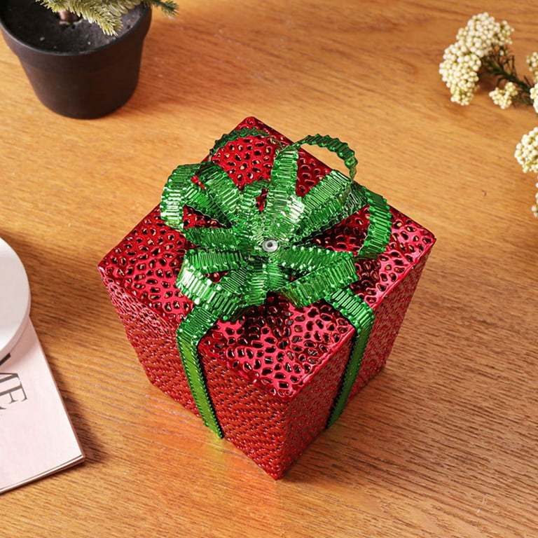 Iron LED Luminous Gift Box Christmas Gift Box with Light Xmas Lighted Gift  Box