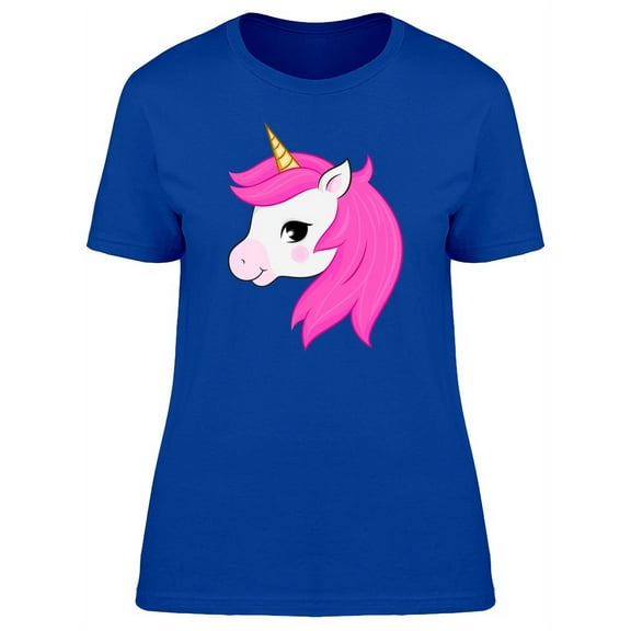 Lovely Pink Unicorn Head Cartoon T-Shirt Women -Image by Shutterstock, Female XX-Large