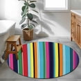 thumbnail image 4 of Abstract Round Area Rugs 3 ft, Colorful Mexican Stripe Purple Blue Farmhouse Washable Small Area Rug with Non-Slip Sturdy Edge Binding Round Front Door Mat Floor Carpet for Entryway, 4 of 9
