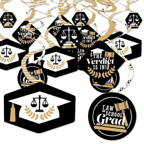 Big Dot of Happiness Law School Graduation Decoratioins Hanging Swirls - Set of 40