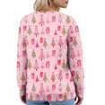 thumbnail image 4 of Women's Fashion Long Sleeve Christmas Snowman Snowflake Print Jacket Cardigan for Holiday Party and Casual Daily Wear,Pink,L, 4 of 7