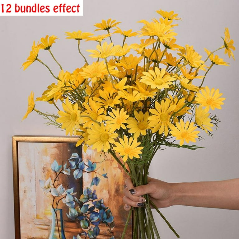 30 heads Artificial Daisy Flowers Fake Gerber Daisy Silk Bouquets Pastoral  Style Home Garden Window Wedding