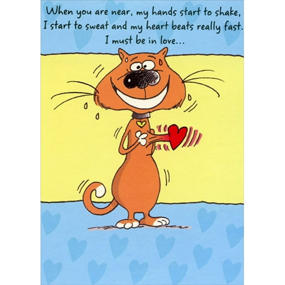 Designer Greetings Cat Heart Beats Really Fast Risque Funny / Humorous Romantic Card