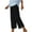 Black, variant on Stamzod Women's Clothing Summer Solid Color Elastic Waist Straight Leg Capri Pants Daily Casual Fitting Capris for Women Beige L