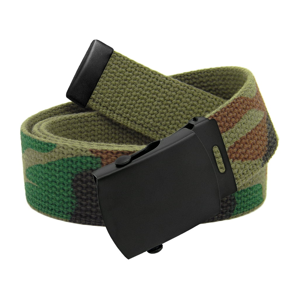 Build A Belt Men's Black Slider Military Belt Buckle with Canvas 