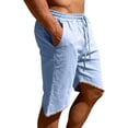 thumbnail image 5 of Besolor Men's Linen Shorts Drawstring Elastic Waist Lightweight Thin Breathable Casual Shorts with Pocket(Small,Light Blue), 5 of 7