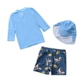 thumbnail image 4 of Gelikeya Baby Toddler Boys 3 Piece Swimsuit Sets Cartoon Dinosaur Bathing Suit Rash Guards Sunsuit Swimwear with Sun Hat UPF 50+ Navy 8-9 Years, 4 of 4