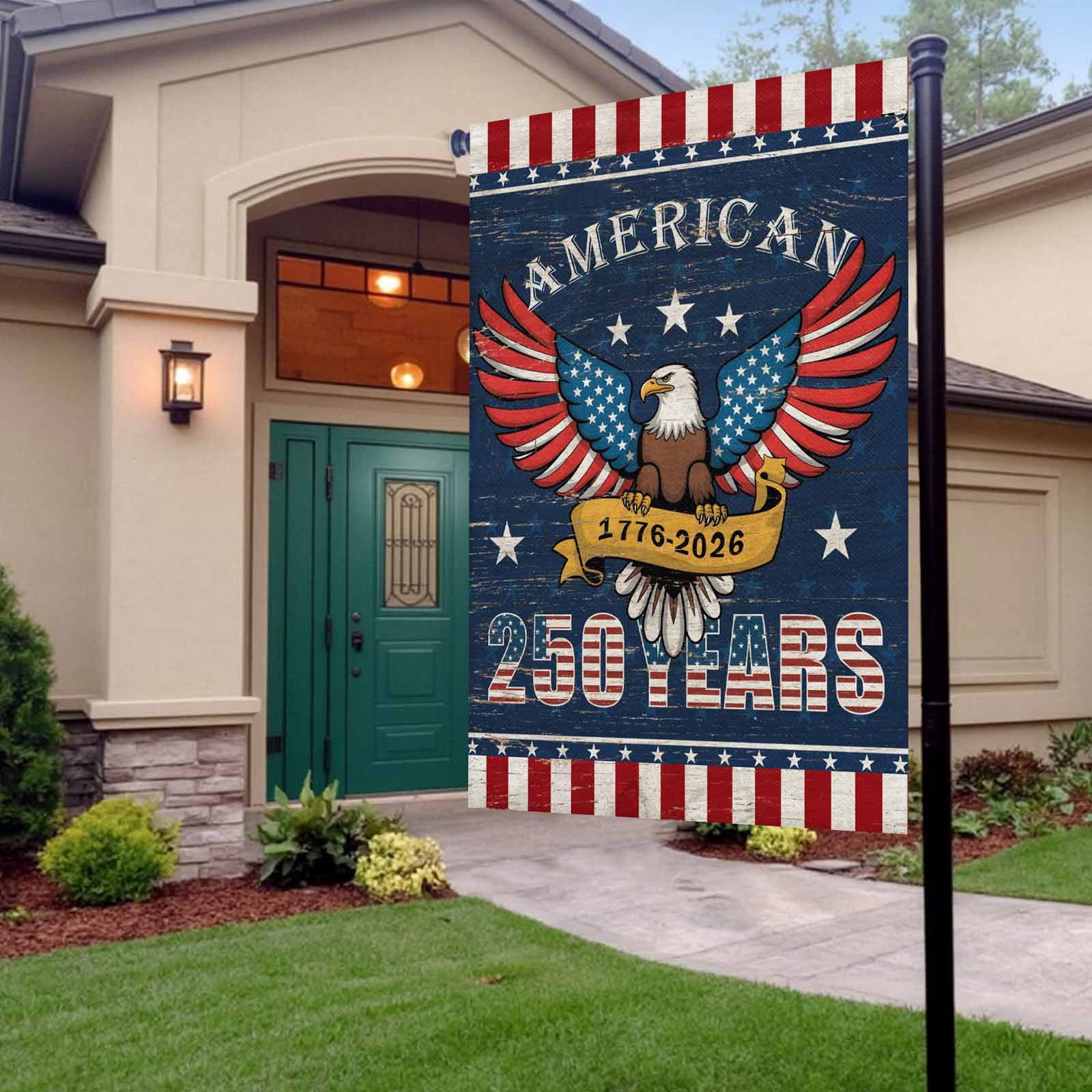 4th of July Garden Flags 250 Anniversary Eagle Garden Flag Double Sided Welcome Flag Patriotic Stars American Flag Independence Day Yard Flags for Outdoor Lawn Porch Memorial Day Decor 28x40 Inch