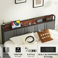 thumbnail image 4 of NISIEN Full Size Bed Frame with 2 Storage Drawers, Metal Platform Bed Full with Upholstered Headboard and Charging Station, Gray, 4 of 10