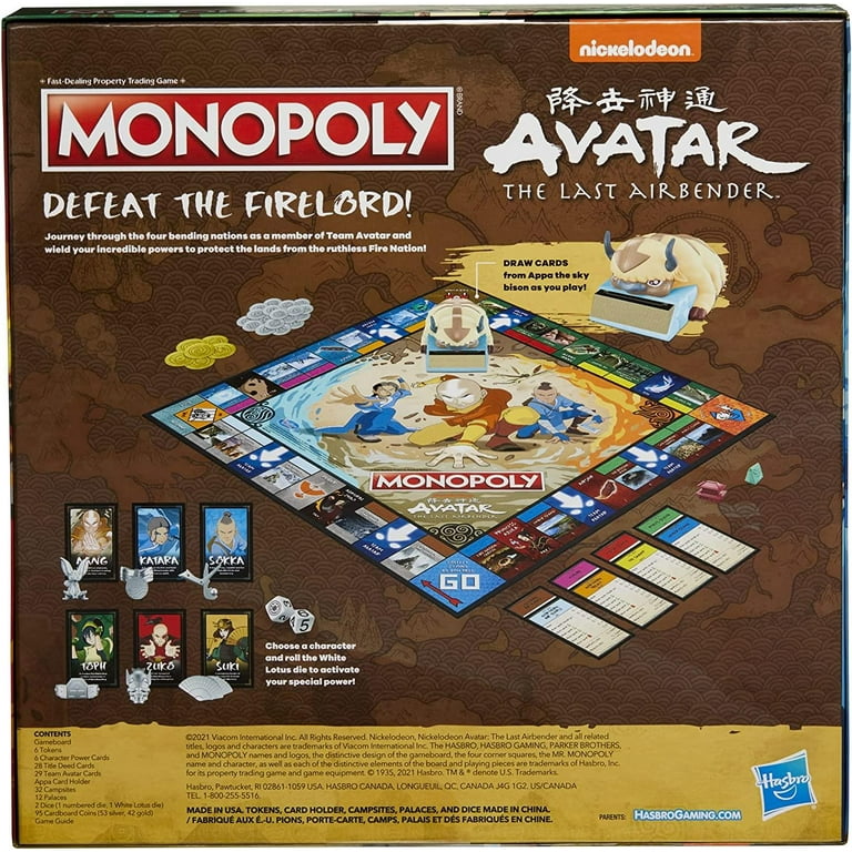 Monopoly: Nickelodeon The Last Airbender Edition [Board Game, 2-6