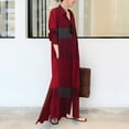thumbnail image 5 of ZANZEA Womens Long Sleeve Check Plaid /Solid Color Split Skirt Side Long Dress, 5 of 13