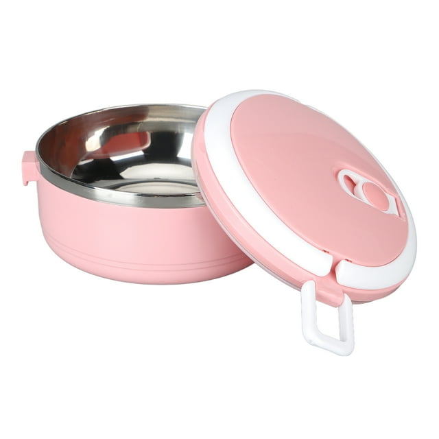 ESTINK Stackable Thermal Lunch Box,Thermal Lunch Box Stackable Hot Food Insulated Box 304 Stainless Steel Round Lunchbox Sealed Food Containers,Stainless Steel Thermal Lunch Box