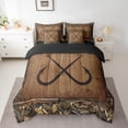 thumbnail image 2 of Homewish Fishing Hook 7 Pieces Bedding Comforter Set,Rustic Farmhouse Cabin Full Bedding Set,Countryside Autumn Leaves Fitted Sheet Flat Sheet For Teens,Super Cozy Room Decor Reversible, 2 of 8