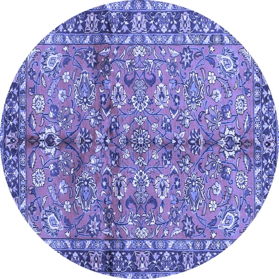 Ahgly Company Indoor Round Abstract Blue Contemporary Area Rugs, 5' Round